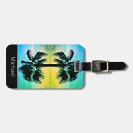 Tropiskt Handflatan i Vintage Stil-bagagetag Bagagebricka
