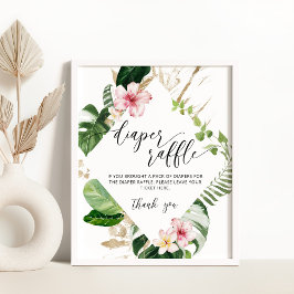 Tropiskt handflatan löv Poster utstrykningsraffel