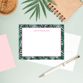 Tropiskt Handflatan Monstera Löv-Rosans anpassade  Anteckningskort