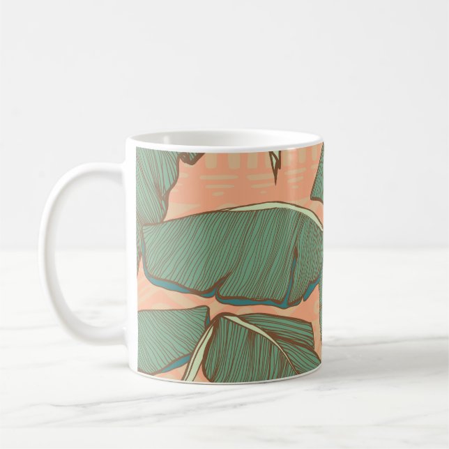 Tropiskt Handflatan: Sömlös Löv-bakgrund Kaffemugg (Vänster)