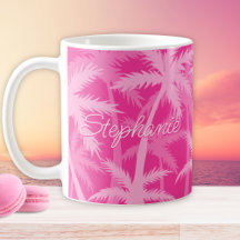 Tropiskt Handflatan Träd Monogrammed Shock rosa