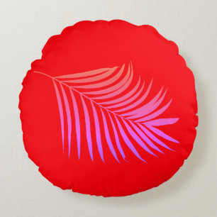 Tropiskt Handflatan Träd Orange Rosa Colorful Gift Rund Kudde