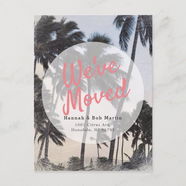 Tropiskt Handflatan Träd subtle Färg Flytta Meddelande Vykort (Framsida)