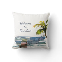 Tropiskt Handflatan Träd Waterfront Dock Patio