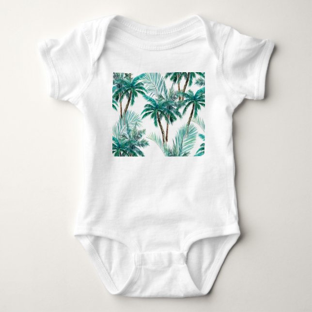 Tropiskt Handflatan: Vattenfärgen Jungle Mönster. T Shirt (Framsida)