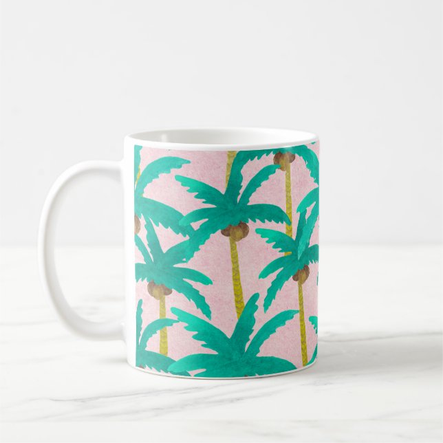 Tropiskt Handflatan: Vattenfärgssommartid Mönster Kaffemugg (Vänster)