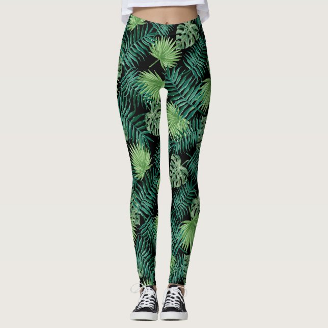 Tropiskt handflatanlöv leggings (Framsida)