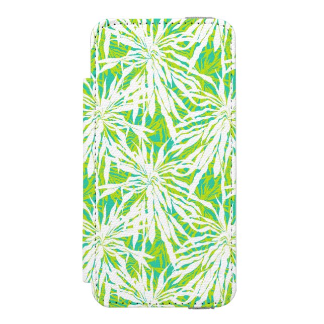 Tropiskt handflatanlövmönster incipio iPhone wallet skal (Folio Framsidan)
