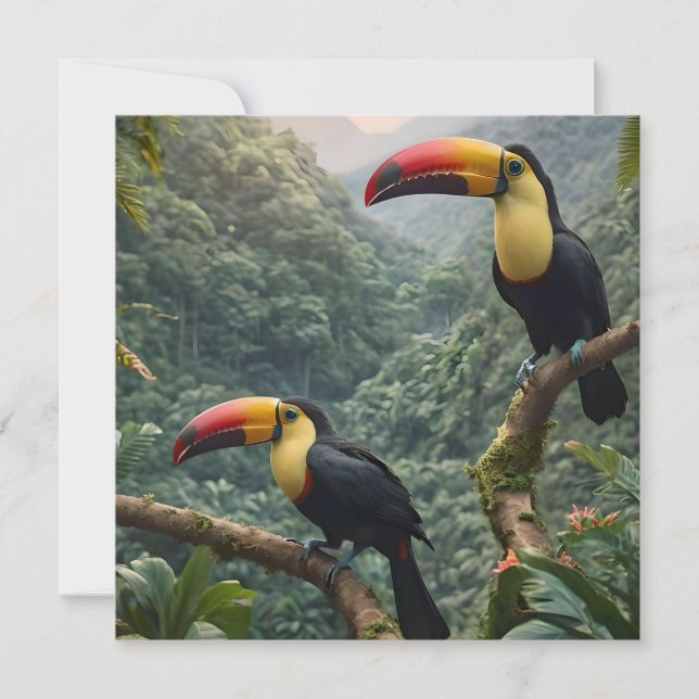 Tropiskt harmoni: två Toucans i Canopy. Spara Datumet (Framsida)