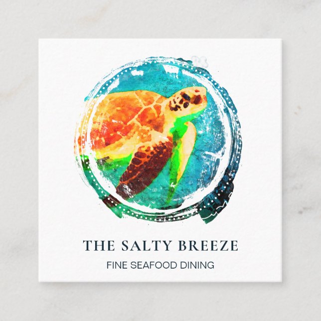 *~* Tropiskt havsfiske efter sköldpadda Fyrkantigt Visitkort (Framsida)