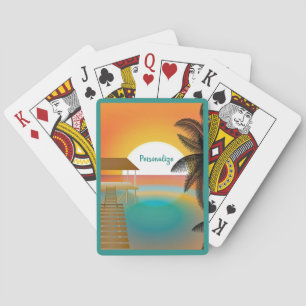 Tropiskt havsrunt Pier Sunset-Personlig Casinokort