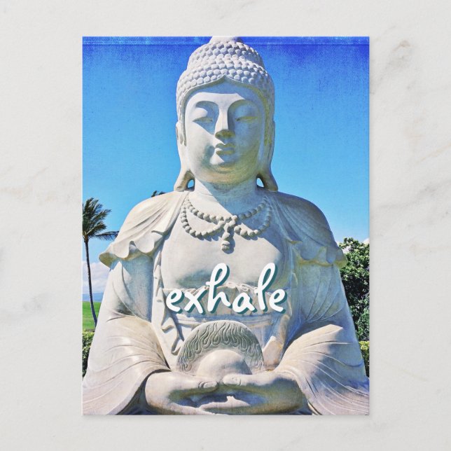 Tropiskt hawaii fredligt Buddha Exhale-skript Vykort (Framsida)