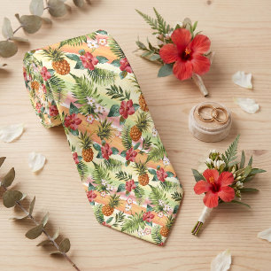 Tropiskt hawaiianskt ananasfrukt blommönster slips
