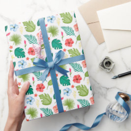 Tropiskt hawaiianskt blommigt presentpapper