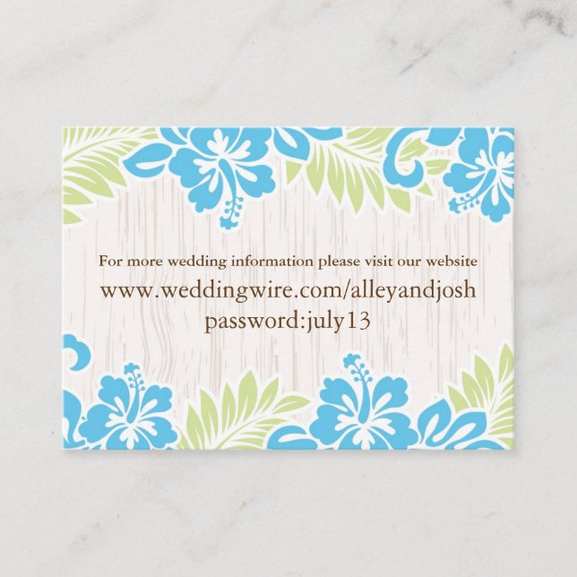 Tropiskt hawaiianskt informationskort turkos tilläggskort (Framsida)