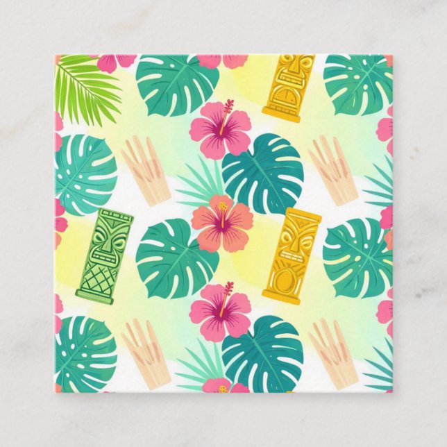 Tropiskt hawaiianskt Tiki-mönster för fester Bröll Tilläggskort (Framsida)