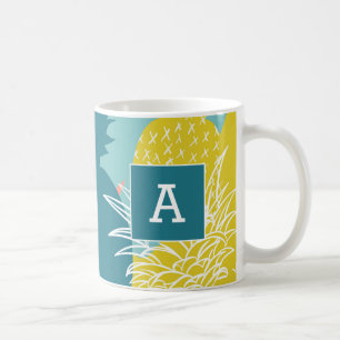 Tropiskt hawaiiskt anananasmonogram kaffemugg
