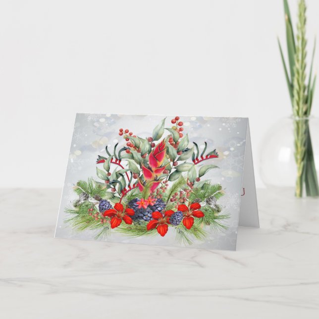 Tropiskt hawaiiskt Arrangemangt julkort Helgkort (Framsida)