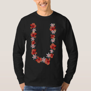 Tropiskt hawaiiskt blomsterkedjevakningslei t shirt