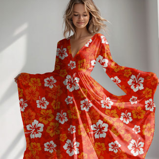 Tropiskt hawaiiskt Hibiscus-blommönster Tyg