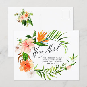 Tropiskt Hibiscus Blommigt Flytta Announcement Vykort