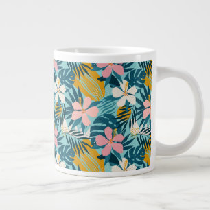Tropiskt Hibiscus-Blommönster Jumbo Mugg