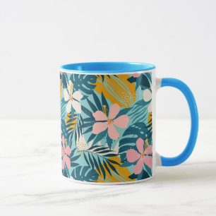 Tropiskt Hibiscus-Blommönster Mugg