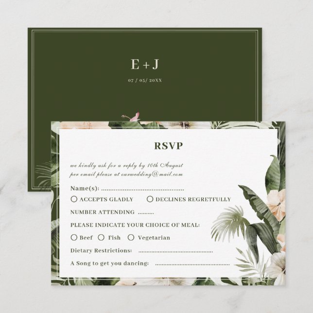 Tropiskt hibiscus boho pastel Bröllop OSA Card (Fram/baksida)