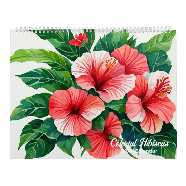 Tropiskt Hibiscus-färgad kalender för vattenfärg (Omslag)