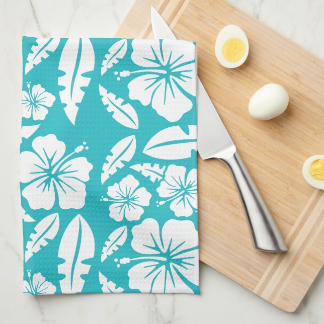 Tropiskt Hibiscus Flower Mönster Kitchen Towel Kökshandduk (Vikt i Fjärdedel)
