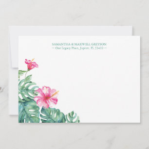 Tropiskt Hibiscus Flower Personlig Stationery Anteckningskort
