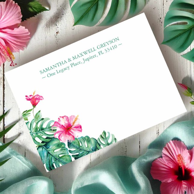 Tropiskt Hibiscus Flower Personlig Stationery Anteckningskort (pink hibiscus flower note card customizable and on sale. Perfect for thank you notes.)