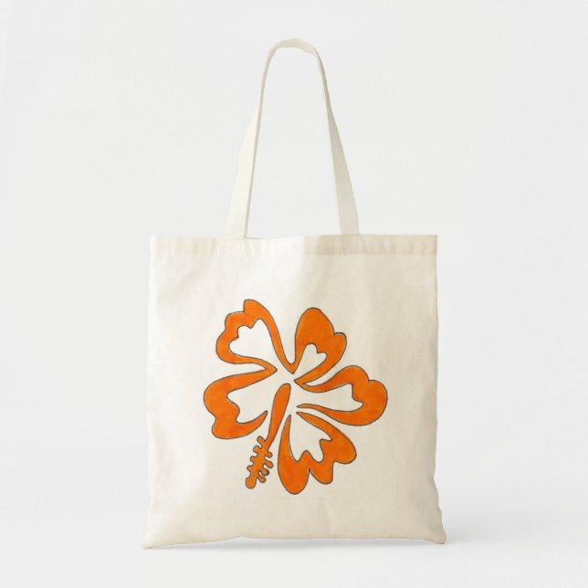 Tropiskt Hibiscus Flower Tote Bag - Orange Tygkasse (Framsidan)