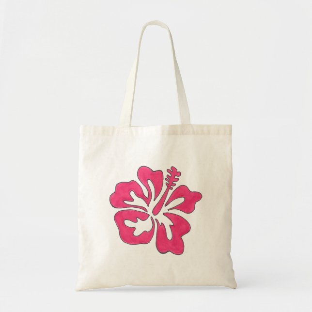 Tropiskt Hibiscus Flower Tote Bag - Shock rosa Tygkasse (Framsidan)