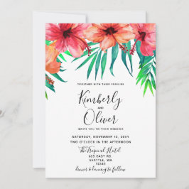 Tropiskt Hibiscus Hawaiian Beach Wedding Inbjudningar