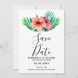 Tropiskt Hibiscus Hawaiian Beach Wedding Inbjudningar
