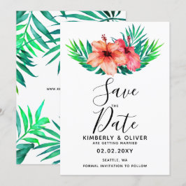 Tropiskt Hibiscus Hawaiian Beach Wedding Inbjudningar