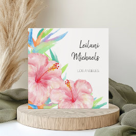 Tropiskt Hibiscus Hawaiian Flower Fyrkantigt Visitkort