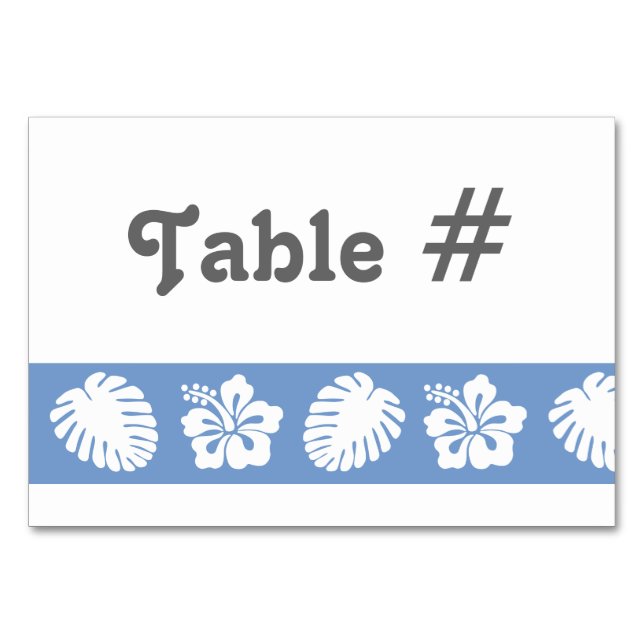 Tropiskt Hibiscus i Periwinkle Bord Card Bordsnummer (Framsidan)