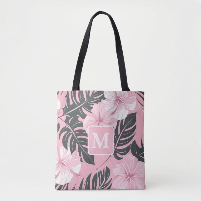 Tropiskt Hibiscus Monogram Tygkasse (Framsida)