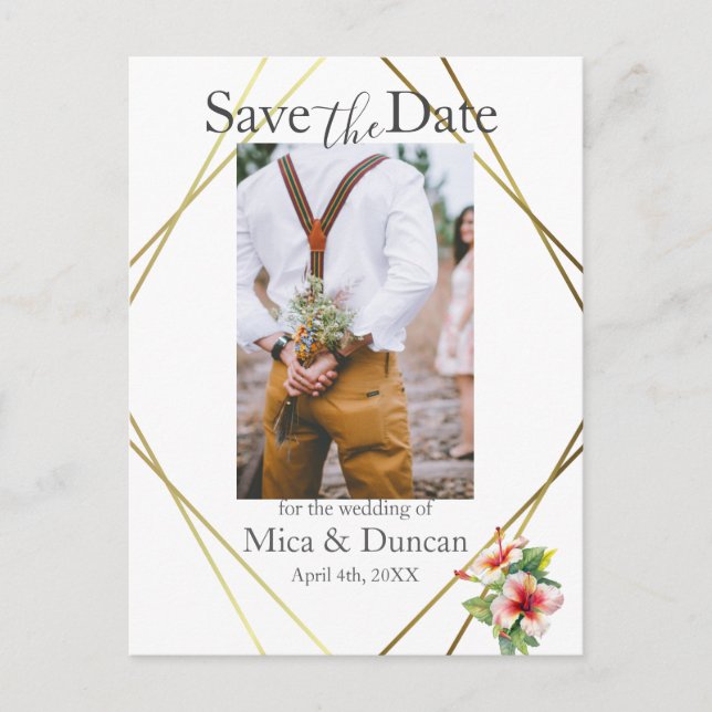 Tropiskt Hibiscus Spara datum fotot QR-kod Vykort (Framsida)