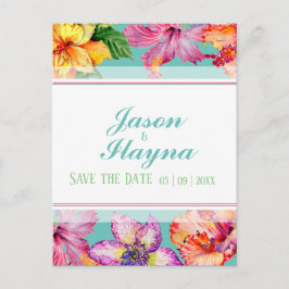 Tropiskt Hibiscus Spara datumet Vykort