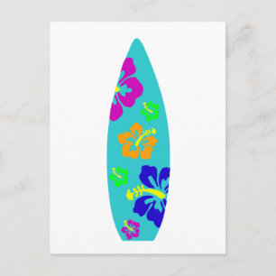 Tropiskt Hibiscus Surfboard Vykort