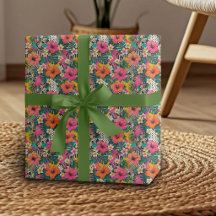 Tropiskt Hibiskus Blommigt Inpackningspapper