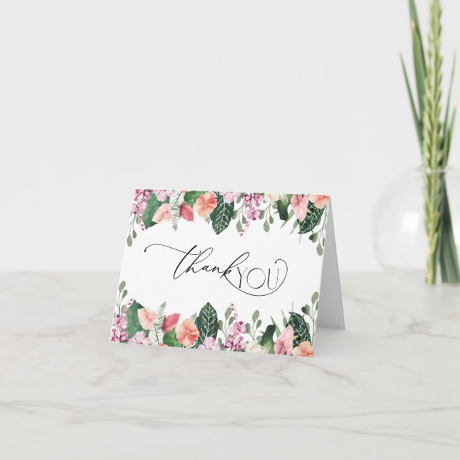 Tropiskt Hibiskus Bröllopsdusch Tackkort (Framsida)