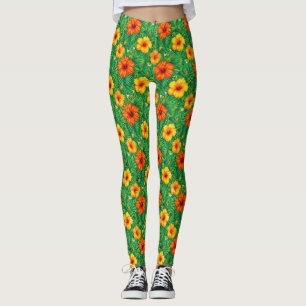 Tropiskt Hibiskus Djungelmönster Leggings