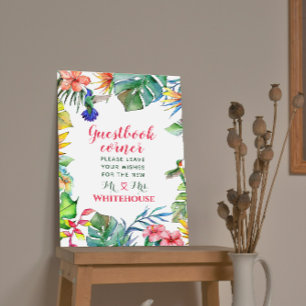 Tropiskt Hibiskus Vattenfärg Bröllopsgästbok  Poster