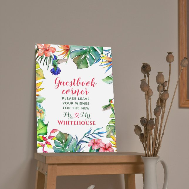 Tropiskt Hibiskus Vattenfärg Bröllopsgästbok  Poster (Skapare uppladdad)