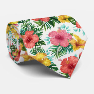 Tropiskt Hibiskusblommönster Slips