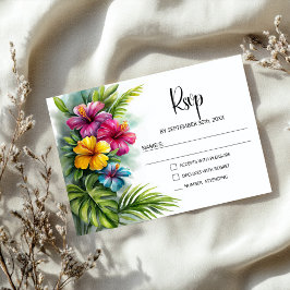 Tropiskt Hibiskusbröllop RSVP OSA Kort